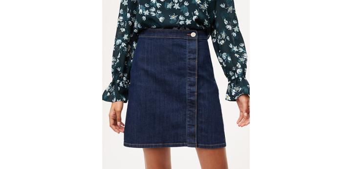 Loft Denim Wrap Shift Skirt