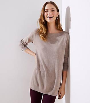 Loft Ribbed Trim Tunic Sweater