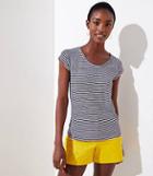 Loft Striped Ribbed Scoop Neck Raglan Tee