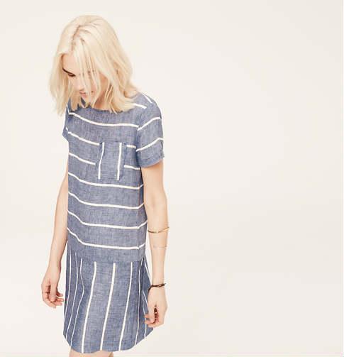 LOFT Lou & Grey Chambray Stripe Dress, Cozy Blue