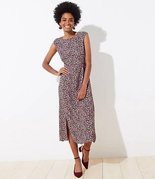 Loft Vine Cap Sleeve Slit Dress