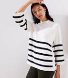Loft Striped Mock Neck Side Button Sweater