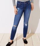 Loft Curvy Destructed Slim Pocket Skinny Jeans In Mid Indigo Wash