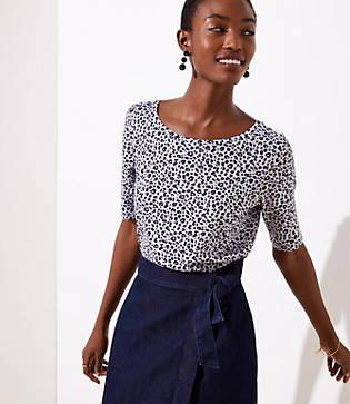 Loft Leopard Print Vintage Soft Shirttail Tee