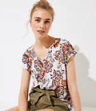 Loft Floral V-neck Linen Tee