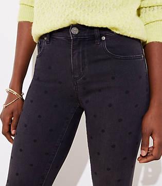 Loft Modern Dotted Skinny Jeans In Black