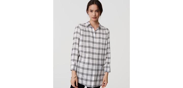 Loft Plaid Shirred Tunic