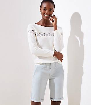 Loft Bermuda Roll Shorts With 10 Inch Inseam