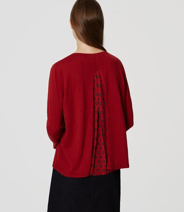 Loft Floral Back Mixed Media Sweater