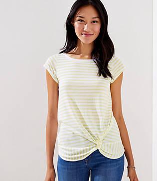 Loft Striped Twist Hem Tee