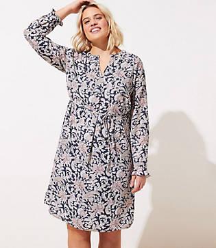 Loft Plus Vine Ruffle Shirtdress