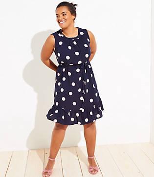 Loft Plus Dot Tiered Swing Dress