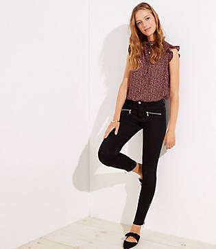 Loft Modern Zip Skinny Jeans In Black