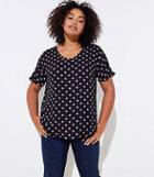 Loft Plus Dot Medallion Mixed Media Top