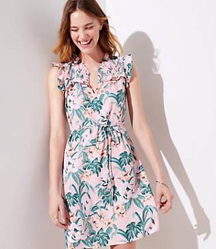 Loft Lily Ruffle Tie Waist Dress