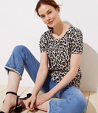 Loft Cheetah Print Short Sleeve Sweater