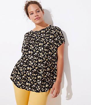 Loft Plus Floral Fluid Shirttail Tee