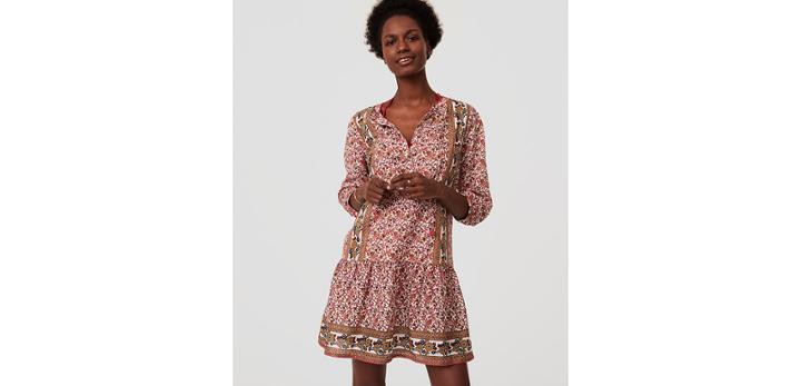 Loft Beach Floral Drop Waist Dress