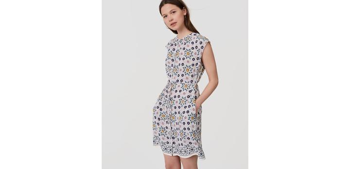 Loft Painterly Floral Flutter Shirtdress