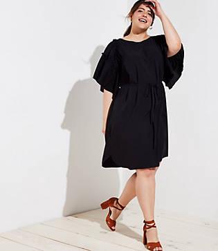 Loft Plus Tiered Flutter Sleeve Dress