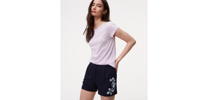 Loft Floral Embroidered Shorts