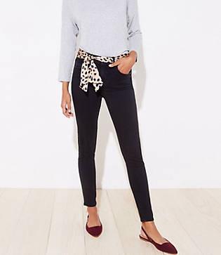Loft Scarf Belted Slim Pocket Skinny Jeans In Black