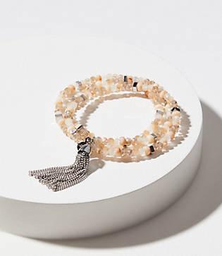 Loft Chain Tassel Stretch Beaded Bracelet Set
