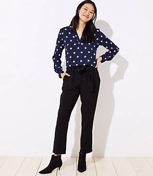 Loft Slim Crepe Tie Waist Pencil Pants