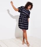 Loft Plus Striped Petal Sleeve Tie Waist Dress
