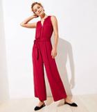 Loft Split Neck Tie Waist Jumpsuit