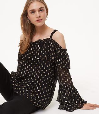 Loft Shimmer Dot Off The Shoulder Top