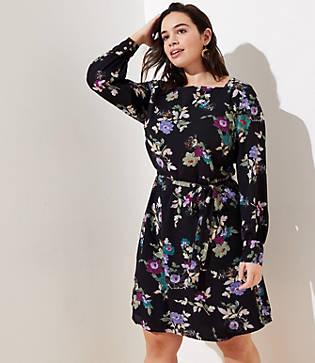 Loft Plus Winter Garden Square Neck Flare Dress