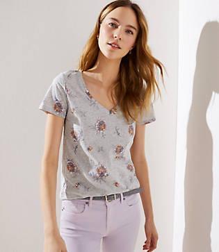 Loft Floral Modern V-neck Tee