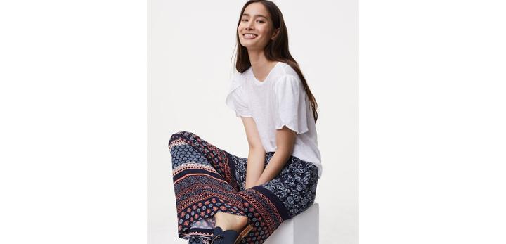 Loft Floral Mosaic Fluid Pants