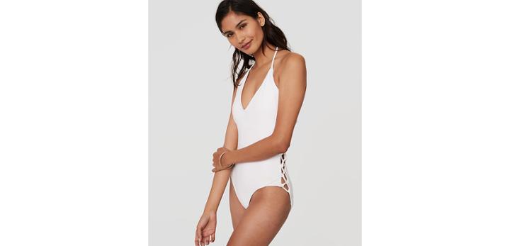 Loft Beach Lace Up One Piece Swimsuit