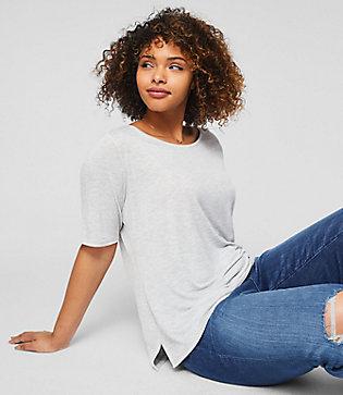 Loft Plus Heathered Ballet Neck Tee