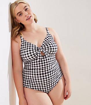 Loft Plus Loft Beach Gingham Keyhole One Piece Swimsuit