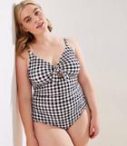 Loft Plus Loft Beach Gingham Keyhole One Piece Swimsuit