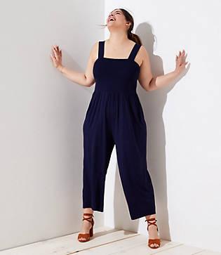 Loft Plus Smocked Wide Leg Jumpsuit