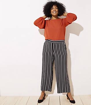 Loft Plus Striped Fluid Wide Leg Pants