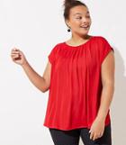 Loft Plus Pleated Mixed Media Top