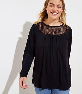 Loft Plus Lace Yoke Top