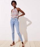 Loft Modern High Waist Slim Pocket Frayed Skinny Jeans In Light Indigo