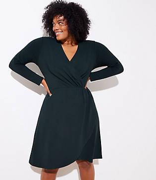 Loft Plus Shirred Wrap Dress