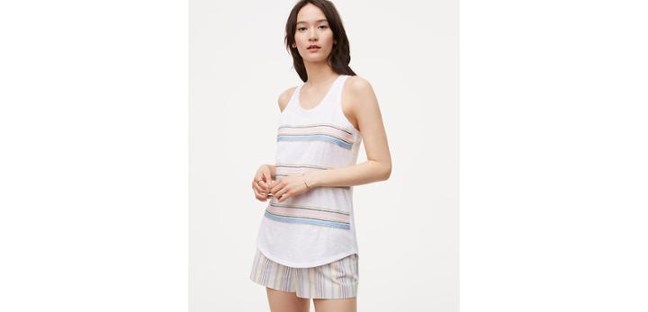 Loft Vintage Racerback Tank - Emb Stripe