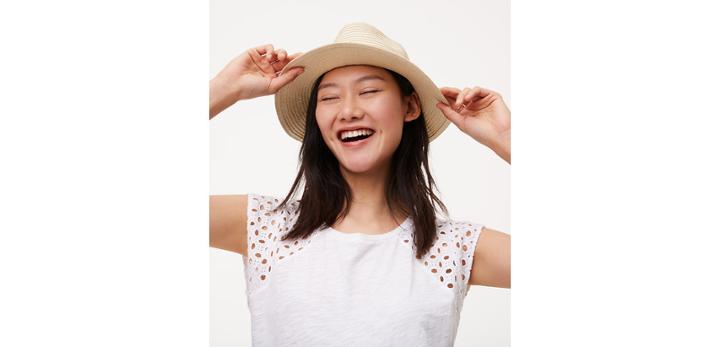 Loft Blush Ribbon Brim Hat