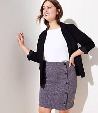 Loft Plus Side Button Pull On Pencil Skirt