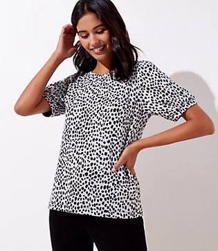 Loft Cheetah Print Textured Puff Sleeve Top