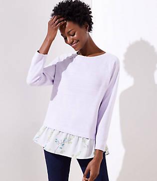 Loft Floral Mixed Media Sweatshirt