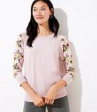 Loft Floral Embroidered Sleeve Sweater
